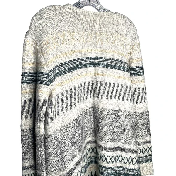 CAbi Shetland Cardigan Waterfall Sweater Boho Aztec Fringe Open Front Small Sz S - Picture 7 of 10